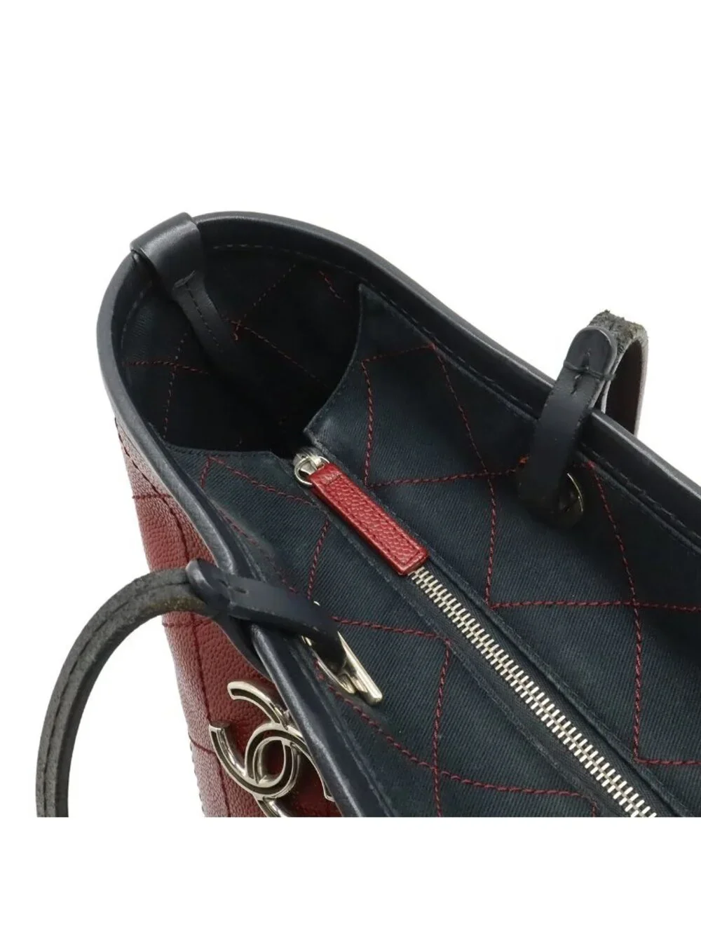 Chanel on the Road Wild Stitch CC Logo Tote Shoulder Bag Caviar Leather